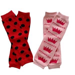 Girls leg warmers princess ladybug arm warmers red black pink nwot
